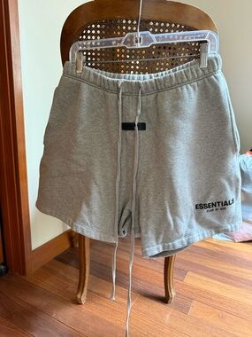 Essentials Light Gray Sweatshorts with Logo Tag